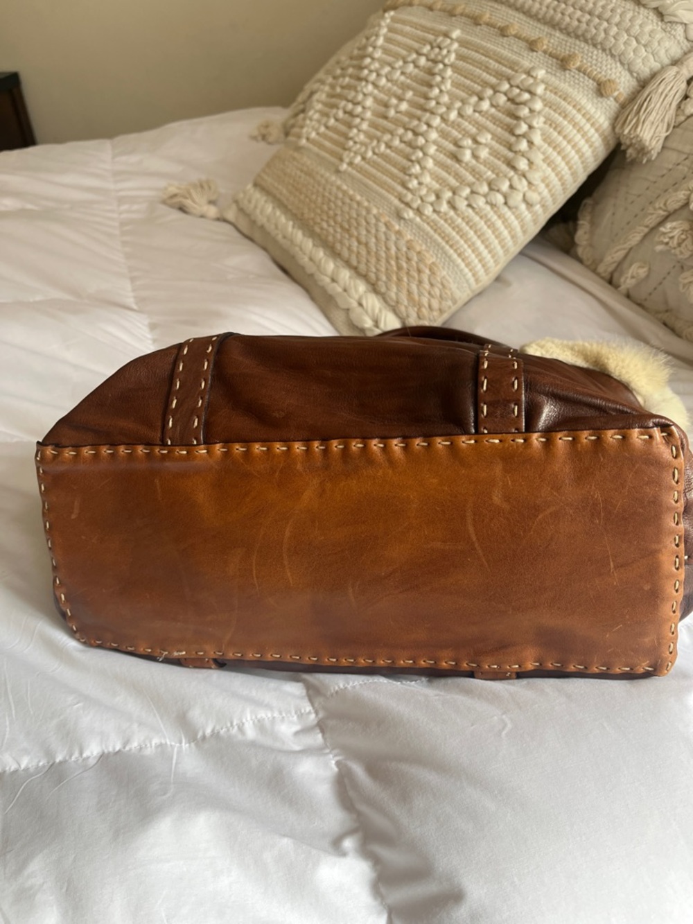 NWT Falor Handbag Genuine Leather Fox fur Greece Italy - Picture 9 of 11